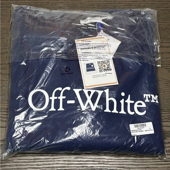 Off-White Bookish Skate Crewneck Dark Blue White Logo Sweatshirt Size M NWT COA - Picture 7 of 9